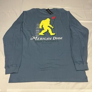 NWT Simply Southern American Dude Shirt Mens M Blue Sasquatch Golf Masters